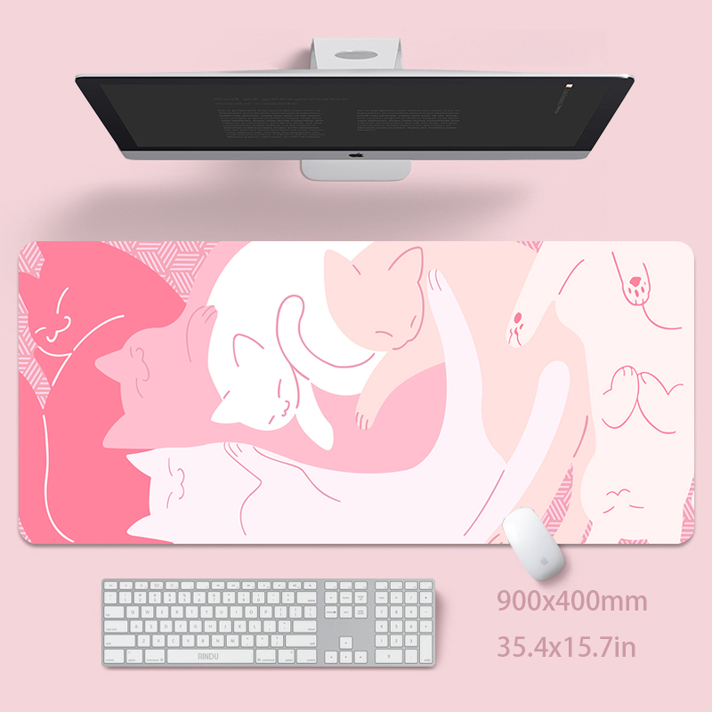 Pc Gaming Pink - لطيف القط لوحة ماوس كبيرة 100x50