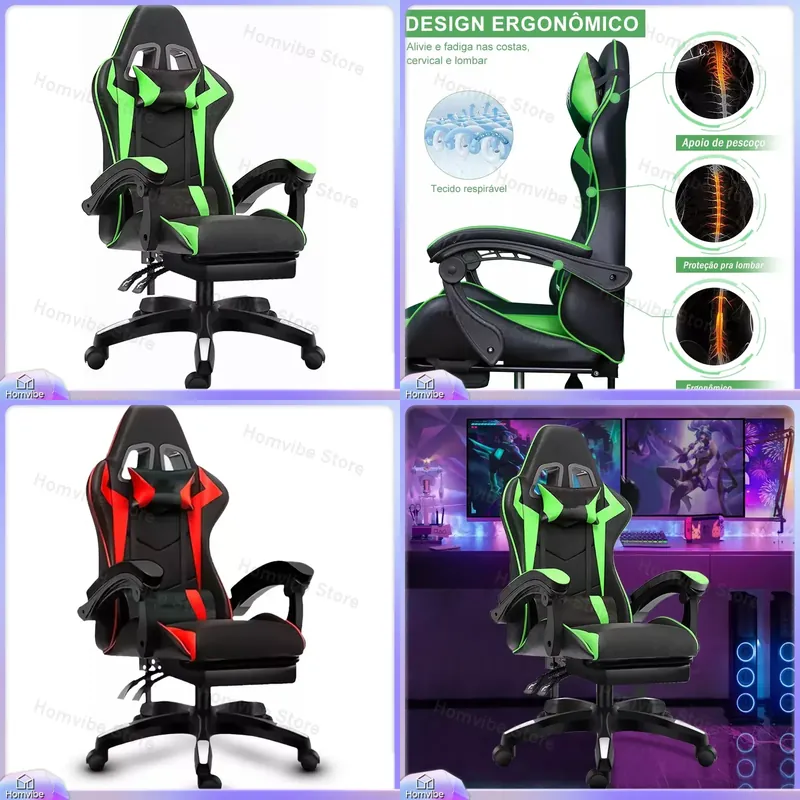 Pc Gaming Chair - كرسي ألعاب مريح بظهر عالٍ ومسند