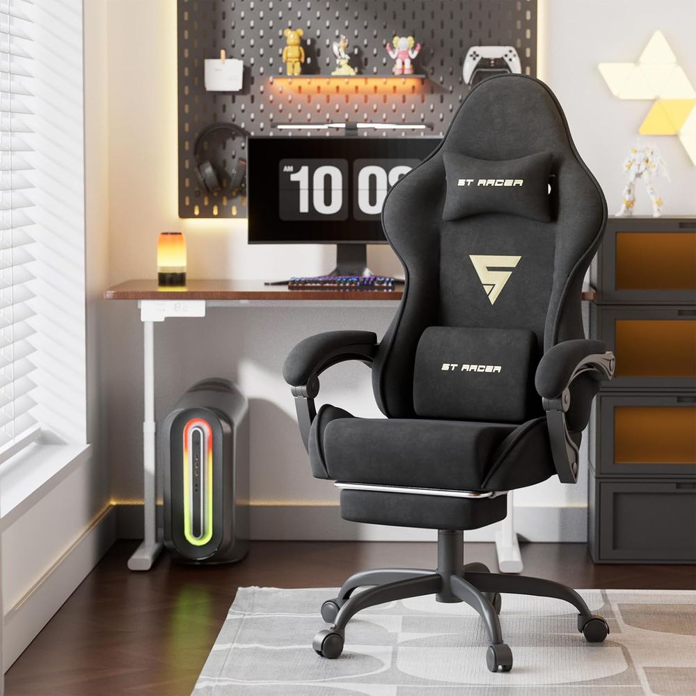 كرسي ألعاب مريح من قماش المخمل - مراجعة Pc Gaming Chair وسعره