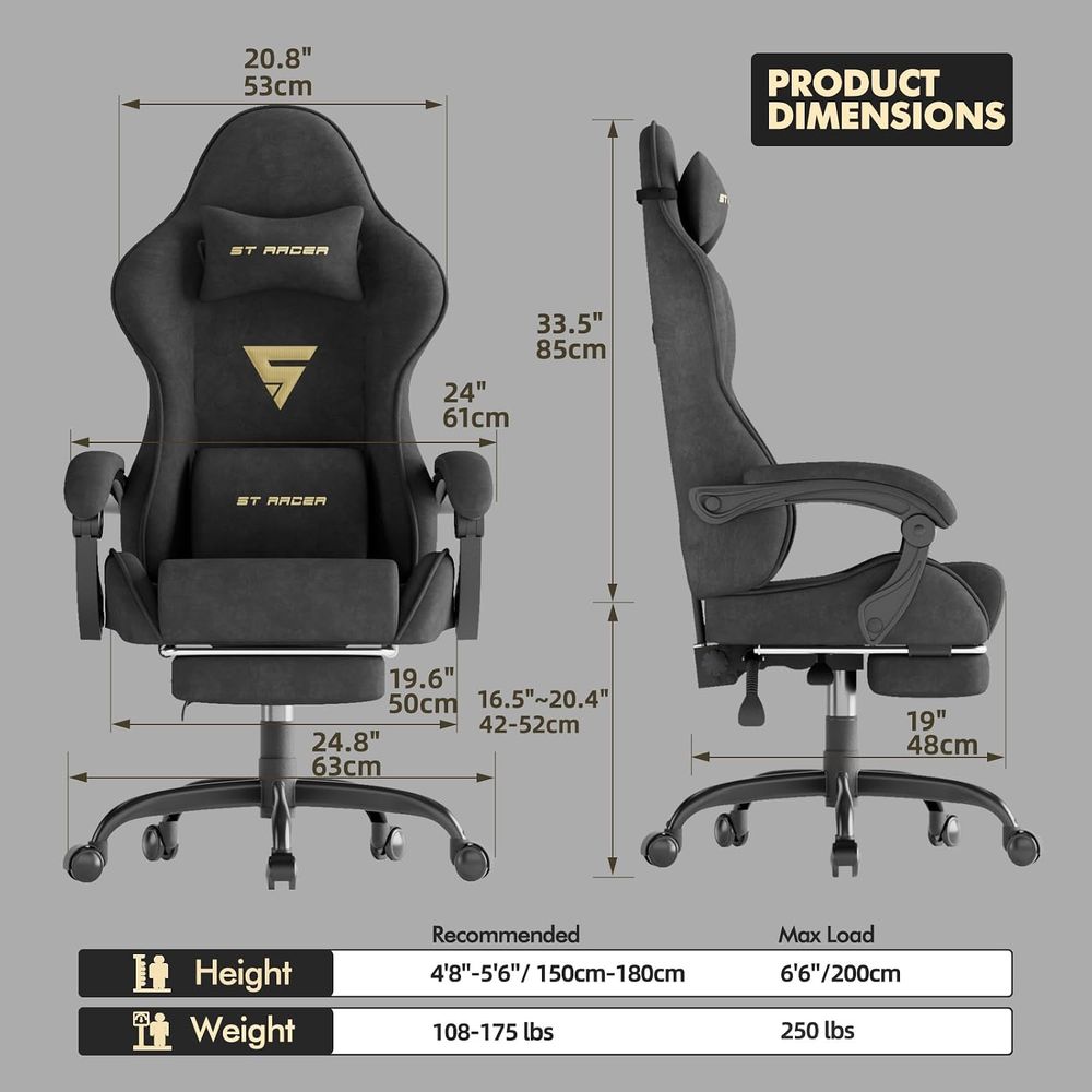 كرسي ألعاب مريح من قماش المخمل - مراجعة Pc Gaming Chair وسعره